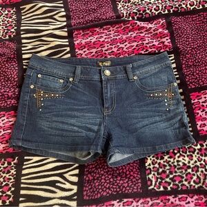 Low-Rise Y2K Rhinestone Jean Shorts Size 11